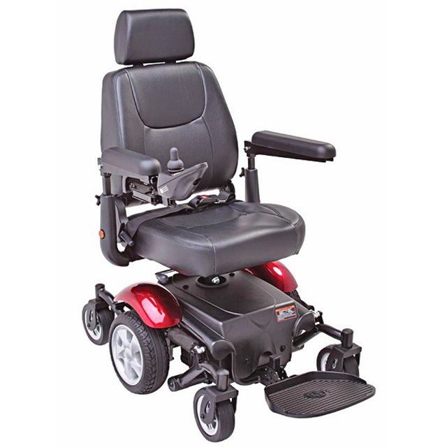 Electric Mobility Rascal 327 Mini Powerchair - Red, Three Quarter View